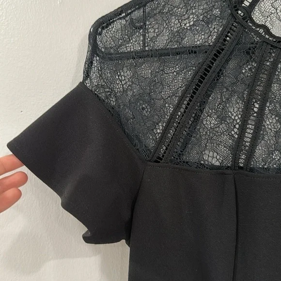 Express Black lace flutter sleeve mini dress whimsigoth dark - Picture 5 of 9